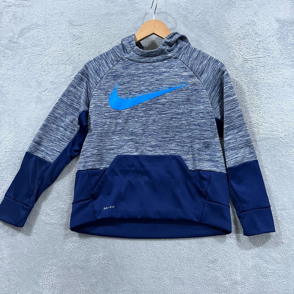Nike Dri Fit Hoodie Boys Large Multicolor Colorblock Fleece Lined‎ Raglan Sleeve